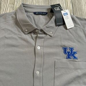 Cutter Buck UK Kentucky Wildcats Logo SS Button Front Shirt Men’s XL Gray NWT